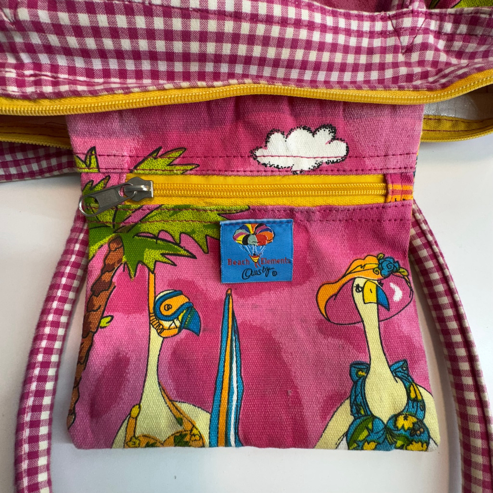 Anne Ormsby Vintage Tote Bag Colorful Flamingos Pink Yellow - Picture 6 of 12